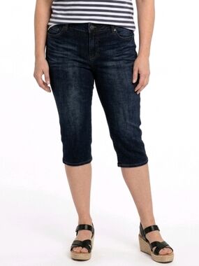 Lane Bryant Dark Wash Faded Genius Fit Capri Jeans Size 22